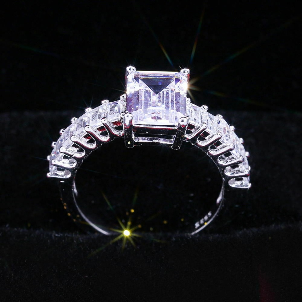 Luxury 925 Silver White Sapphire Ring New - Picture 3 of 4